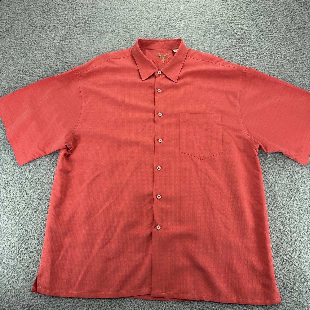 Bamboo Cay Shirt Mens XXL Red Textured Short Sleeve Button Up Hawaiian Tropical